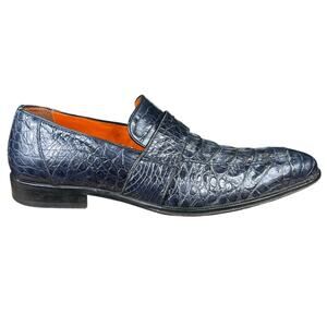 Vintage Mezlan Blue Crocodile Leather Slip On Penny Loafer Size US 9.5 M